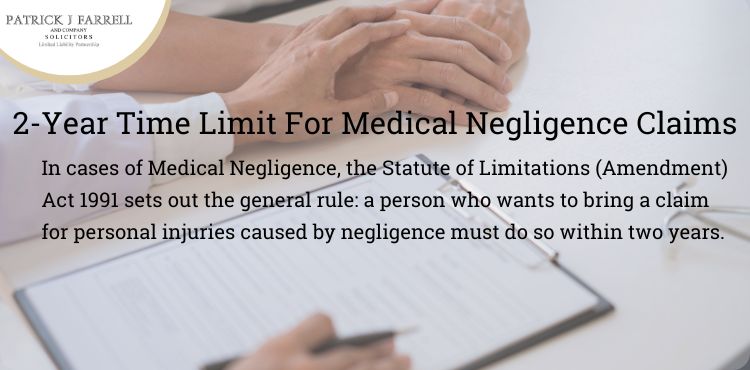What is the standard time limit for a medical negligence claim in Ireland?
